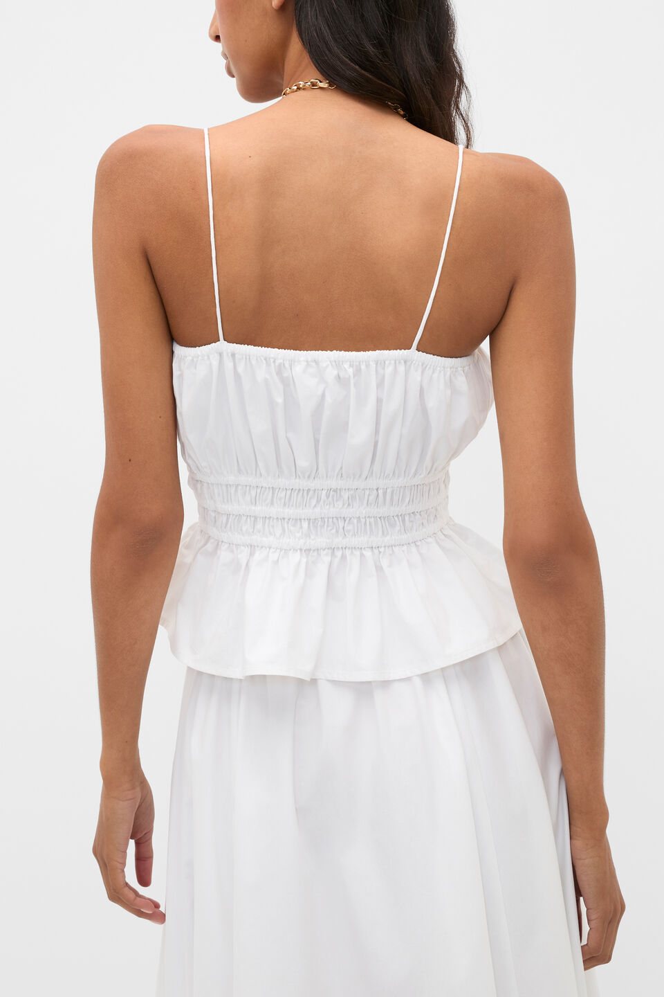Poplin Ruched Detail Cami  Whisper White