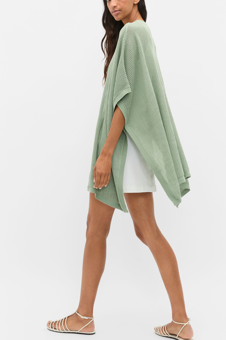 Open Weave Poncho  Eucalyptus
