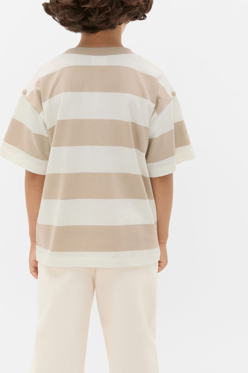 Stripe Multi Logo Tee  Milk Tea