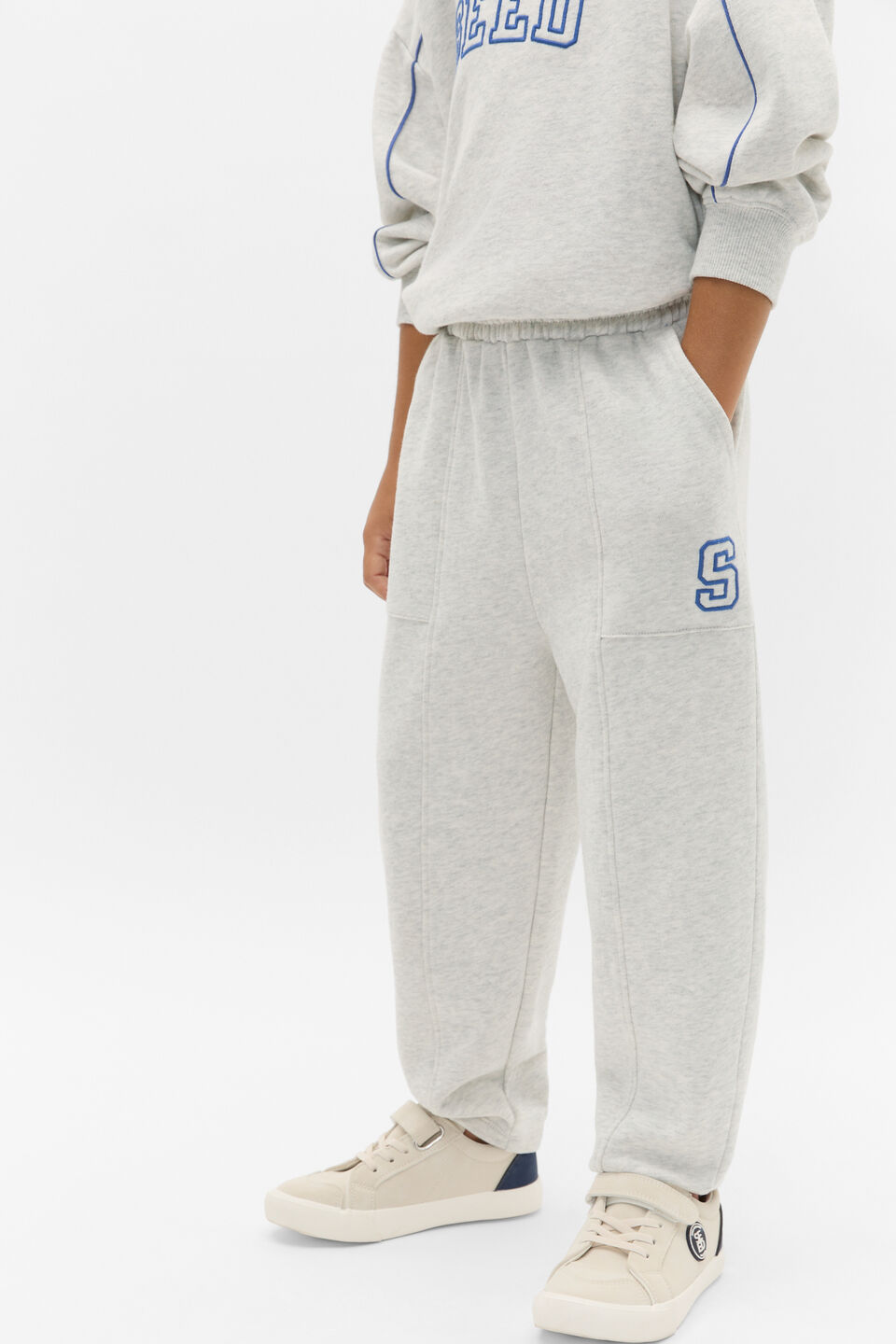 Panelled Track Pant  Light Grey Marle