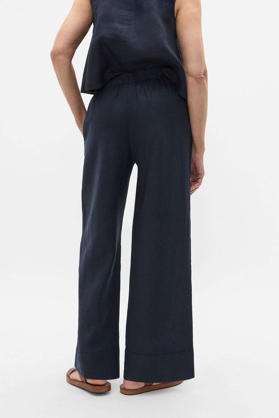 Core Linen Casual Tie Pant  Twilight Blue