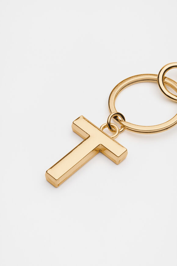 Gold Initials Keyring  T  hi-res