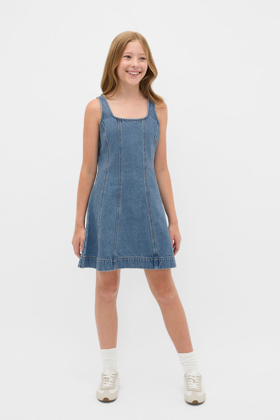 Panelled Denim Dress  Classic Blue