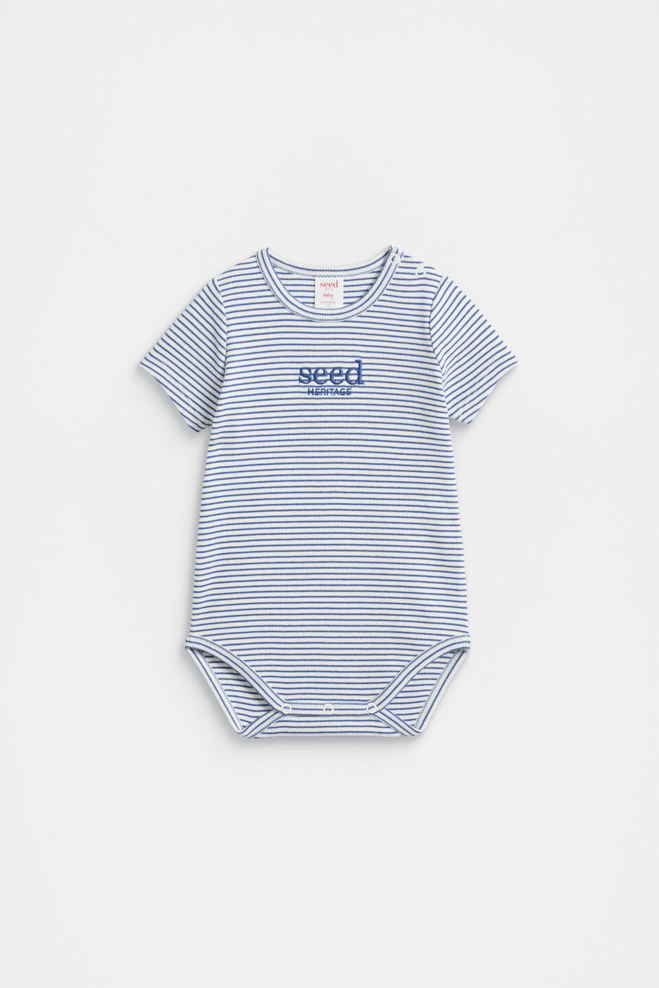Core Rib Logo Bodysuit  Navy Stripe