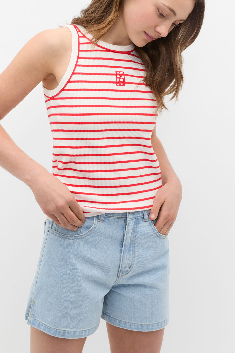 Core Logo Rib Tank  Strawberry Red