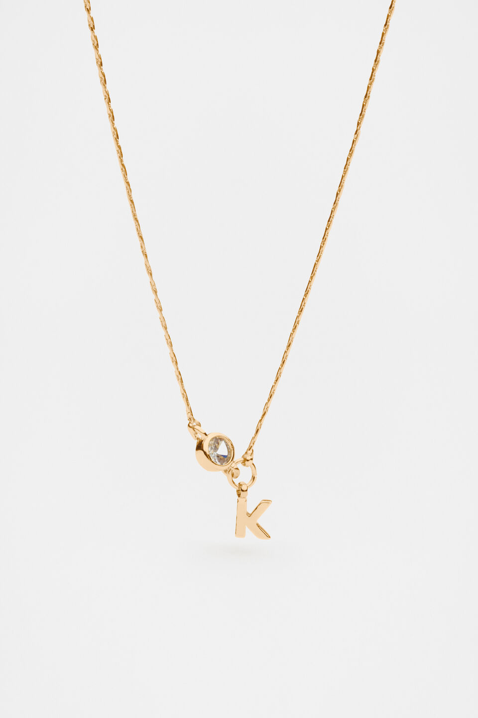 Stone Drop Initial Necklace  K