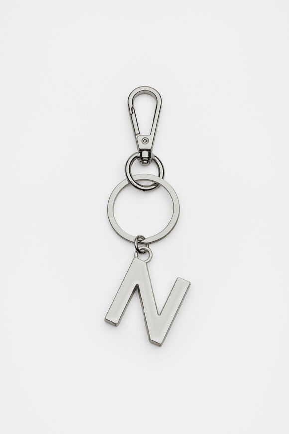 Silver Initials Keyring  N  hi-res