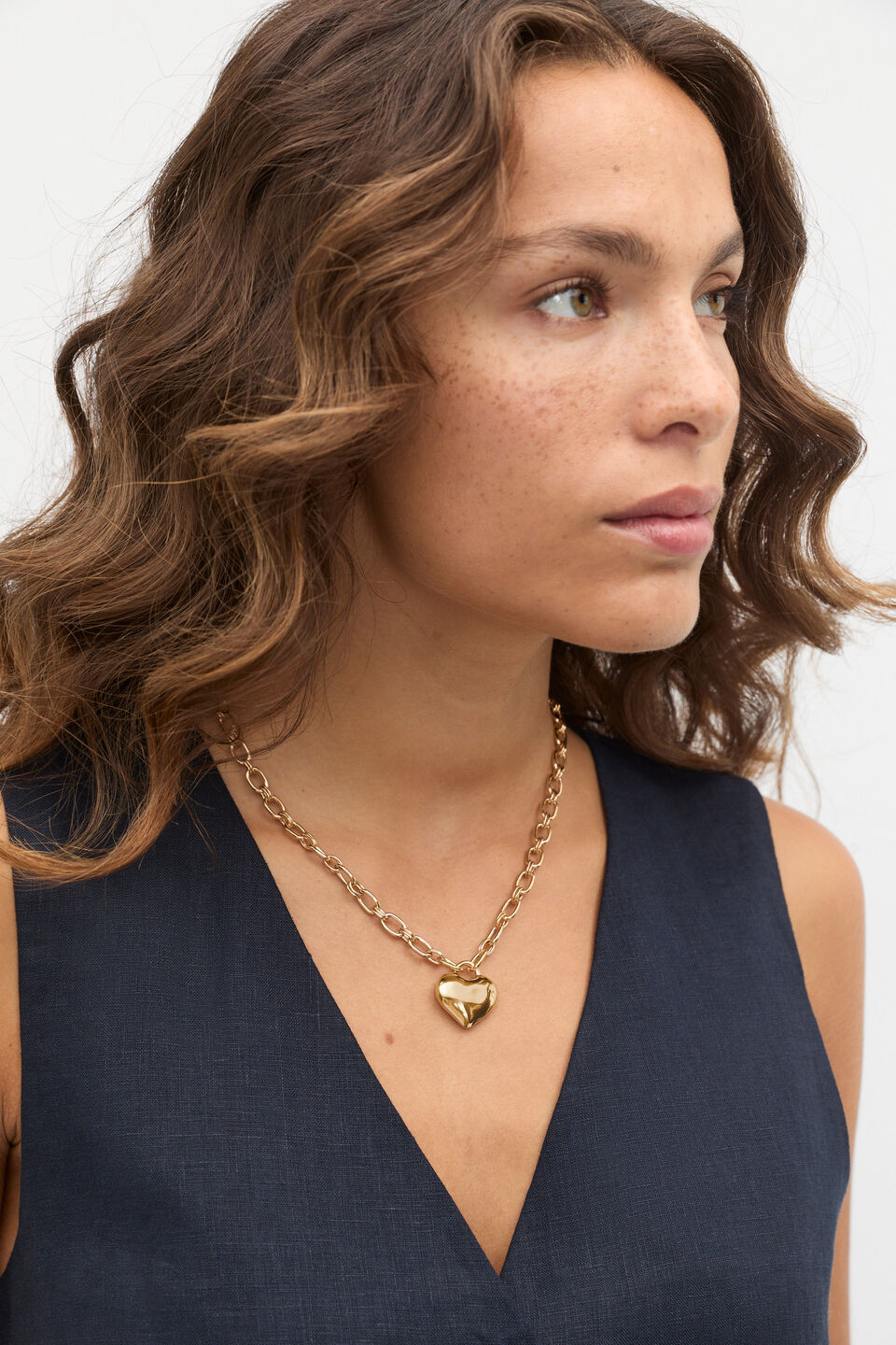 Heart Pendant Necklace  Gold