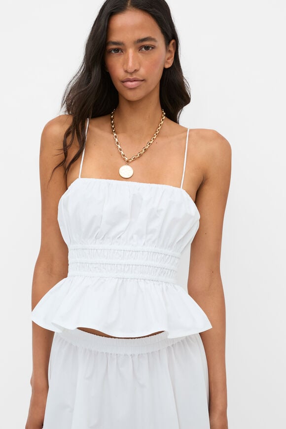Poplin Ruched Detail Cami  Whisper White  hi-res