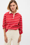 Relaxed Cotton Rugby Polo Top  Poppy Stripe  hi-res