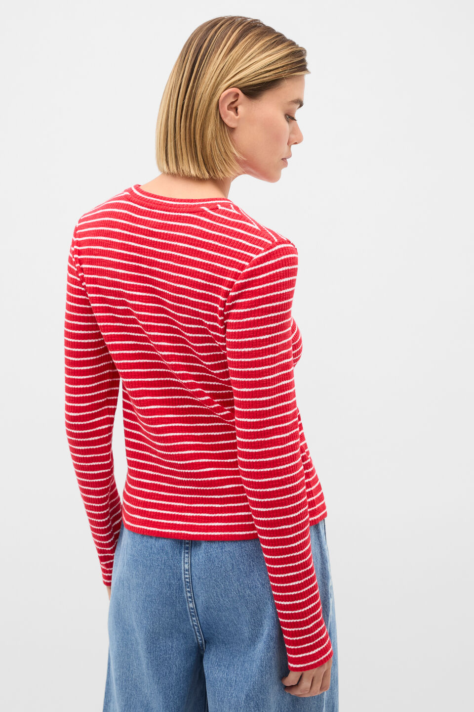 Self Stripe Textured Top  Poppy Stripe