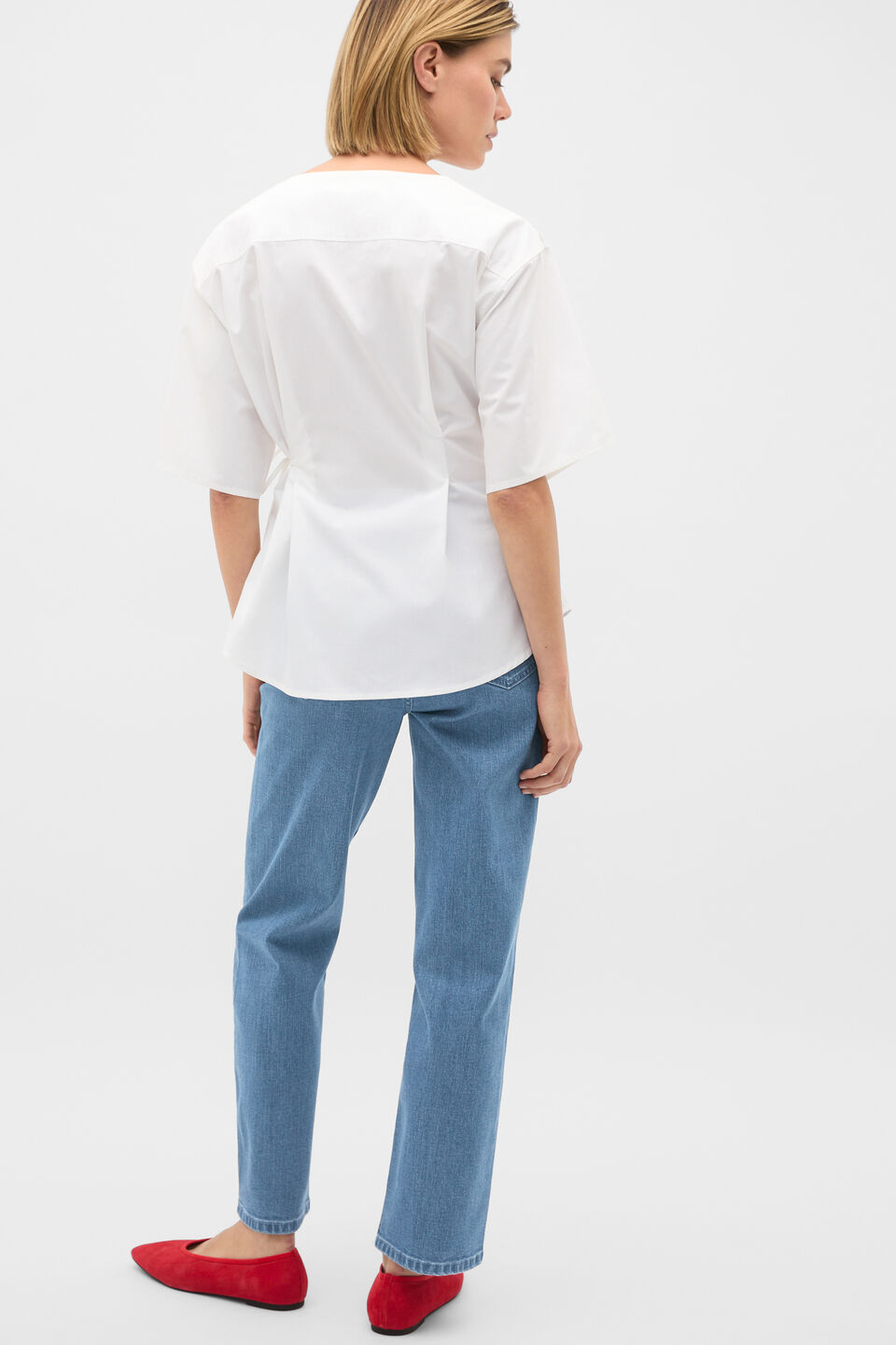 Cotton Poplin Wrap Top  Whisper White