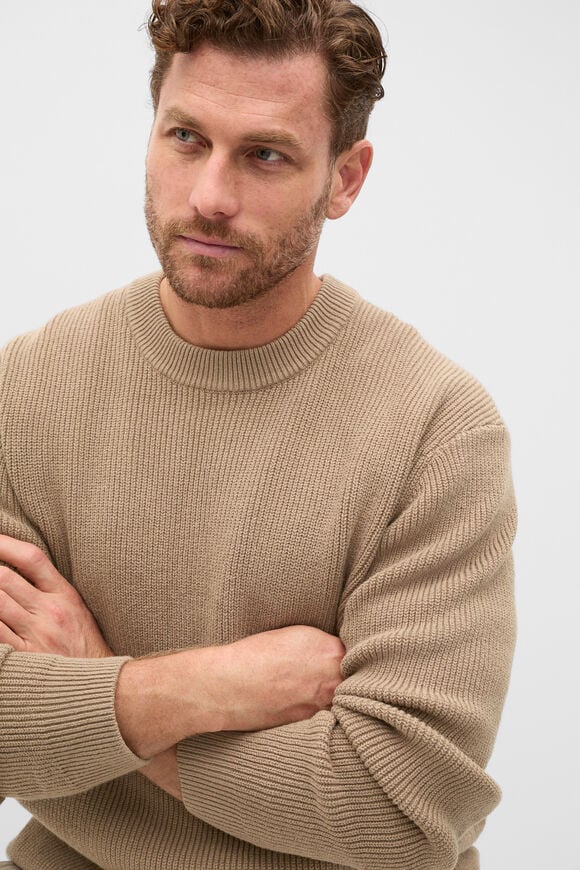 Cotton Crew Neck Knit  Dark Stone  hi-res