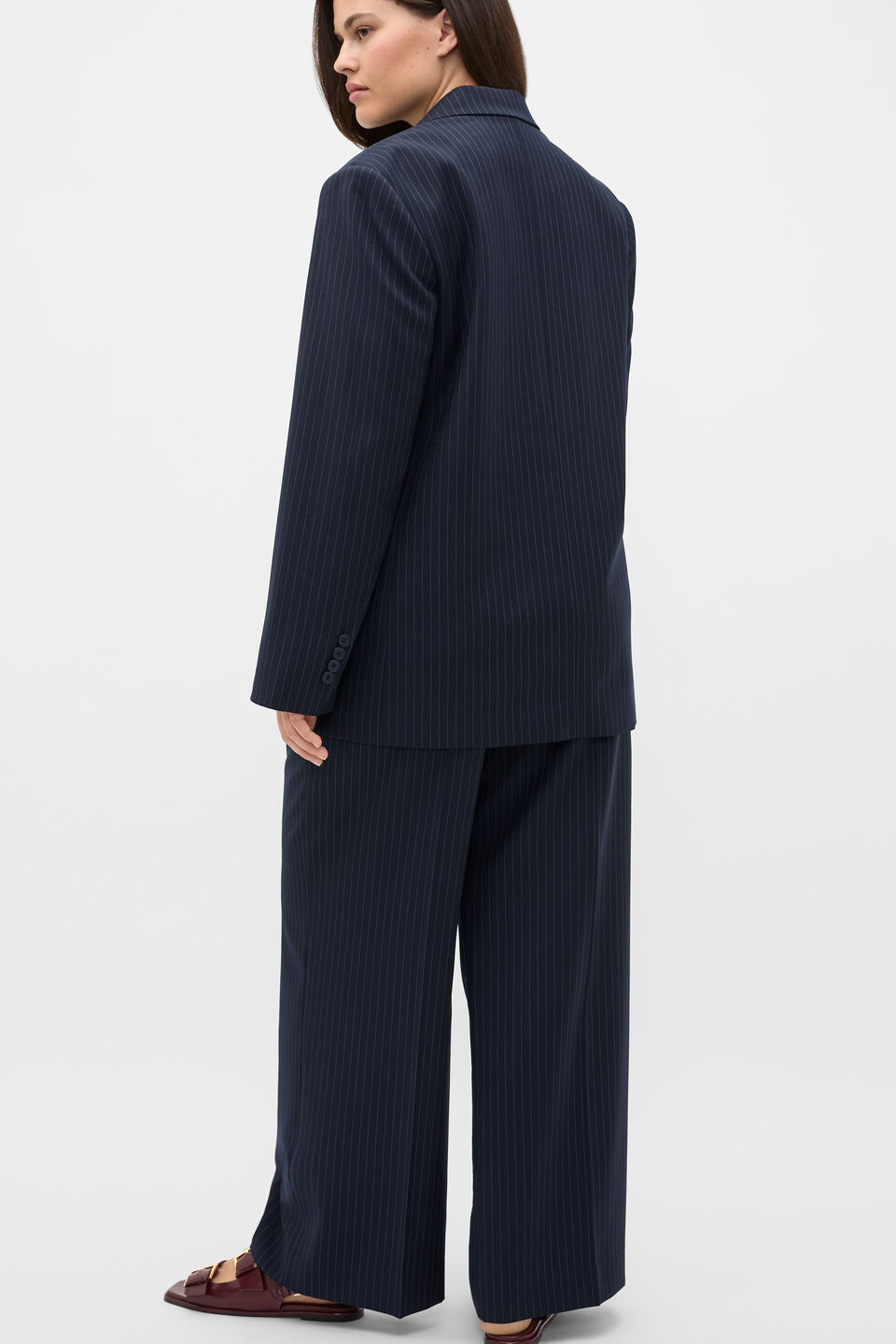 Wool Blend Pinstripe Blazer  Twilight Blue Stripe