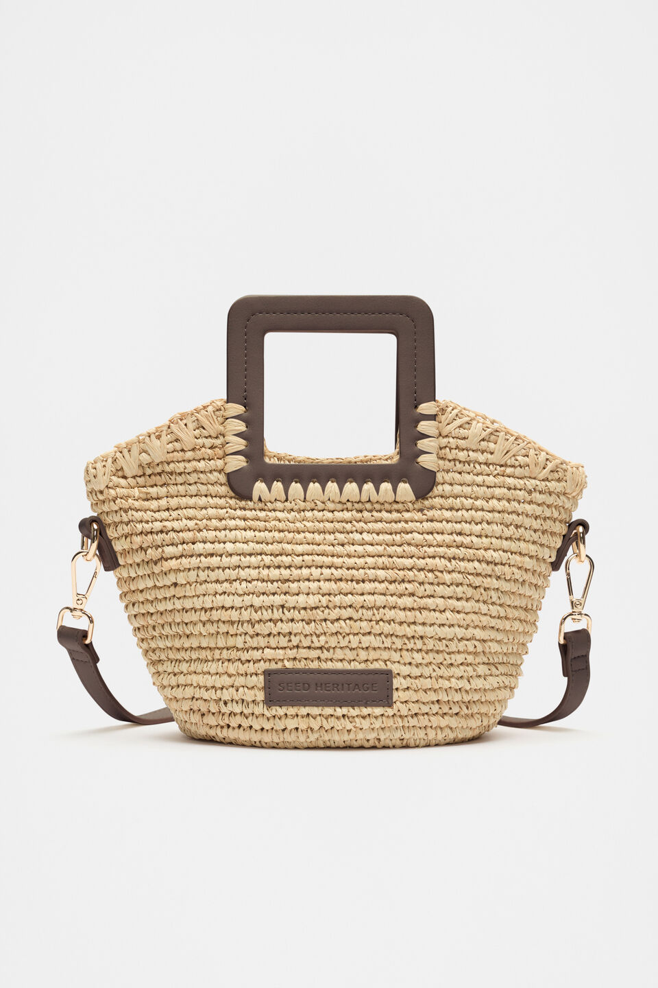 Mini Raffia Crossbody Bag  Chocolate