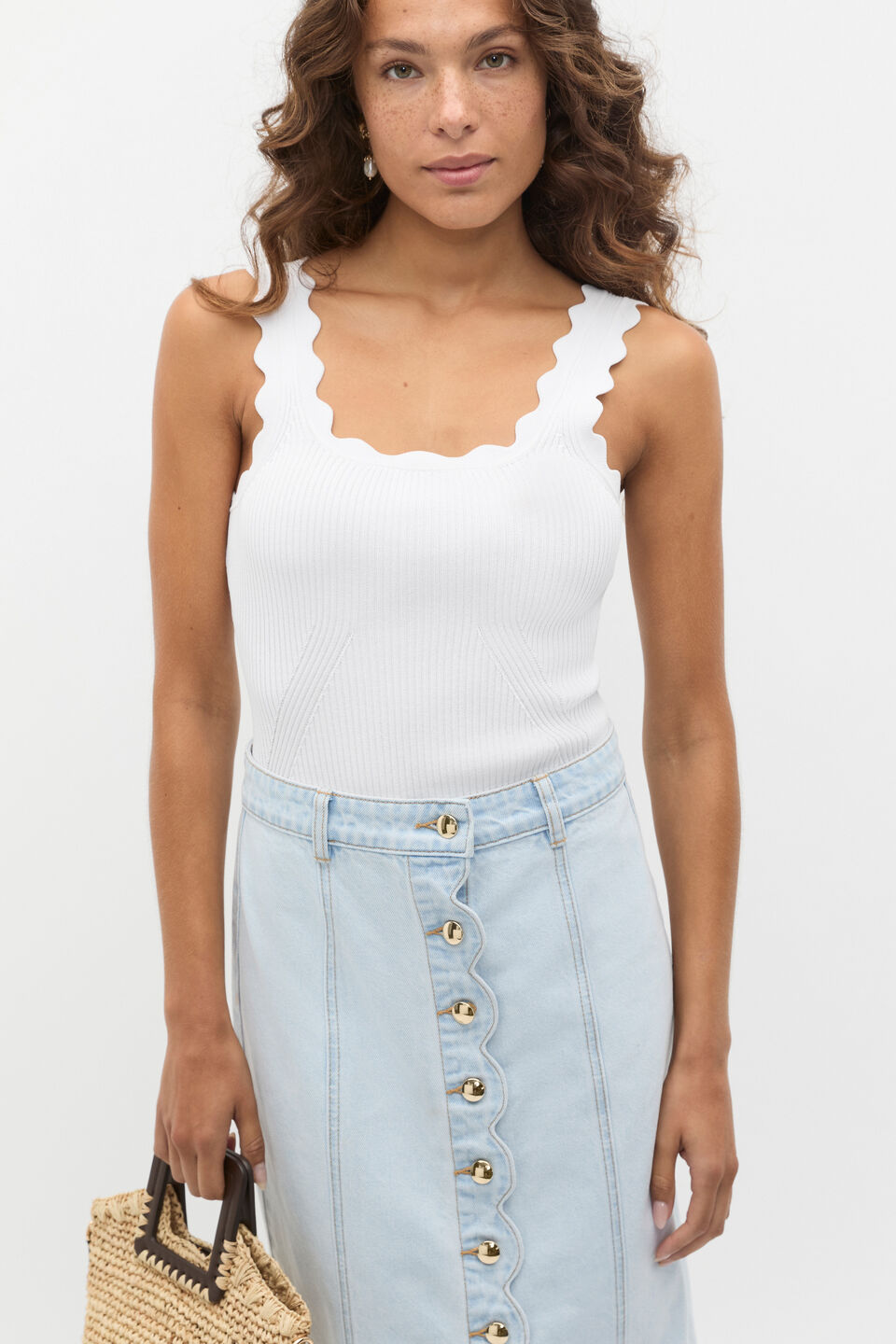Scallop Knit Top  Whisper White