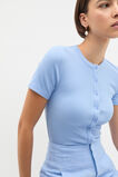 Rib Button Through Top  Cornflower Blue  hi-res