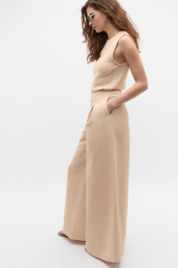 Stripe Textured Shell Top  Ecru Stripe  hi-res