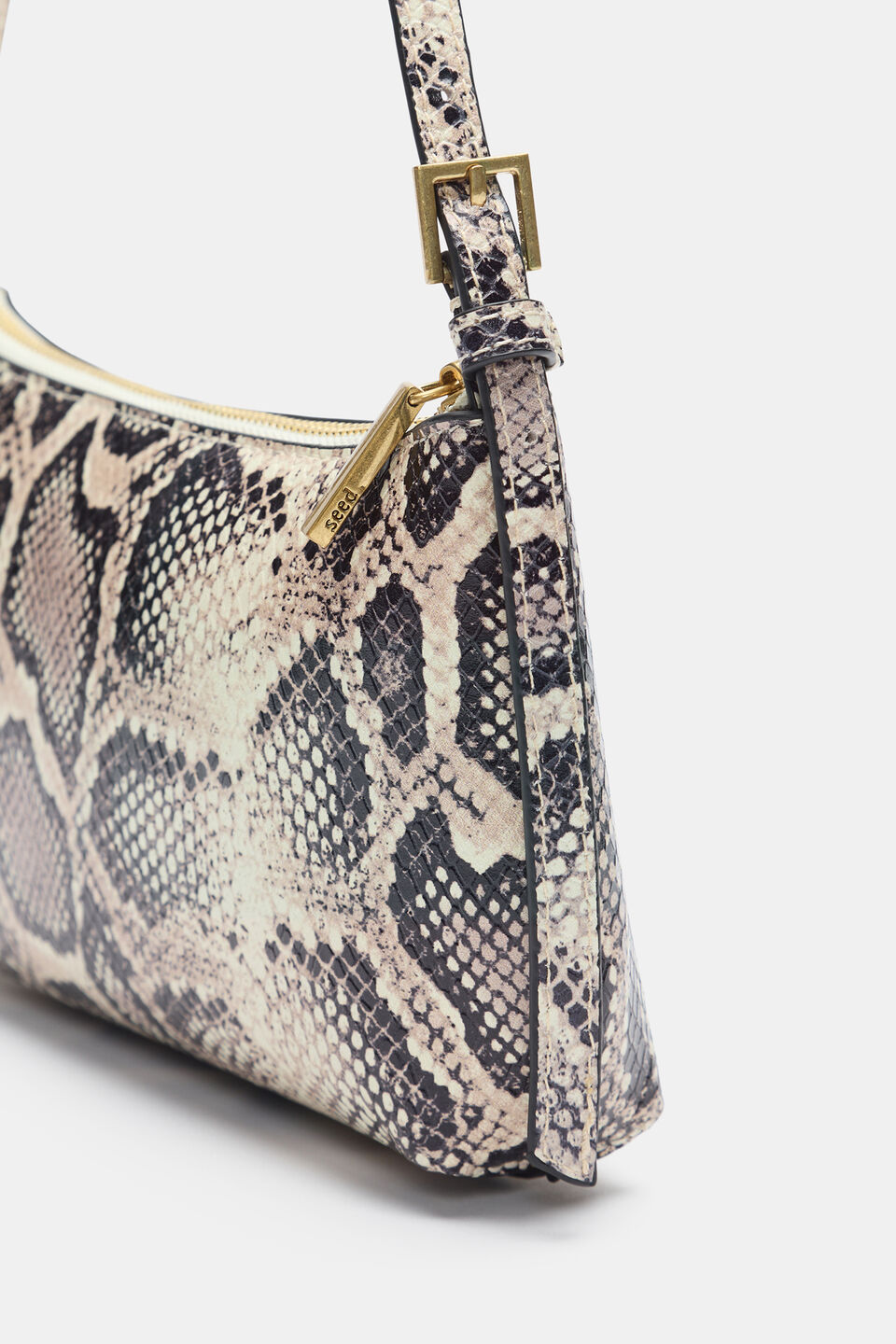 Leather Shoulder Bag  Snake Print