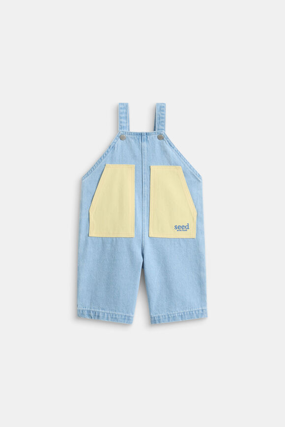 Colourblock Pocket Dungaree  Cloud Blue Wash  hi-res