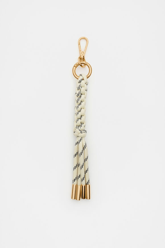 Woven Cord Keyring  Cream  hi-res