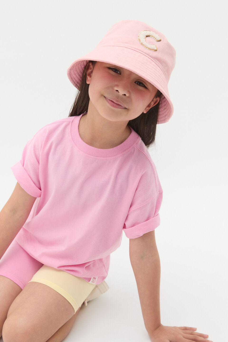 Pink Initial Bucket Hat  O