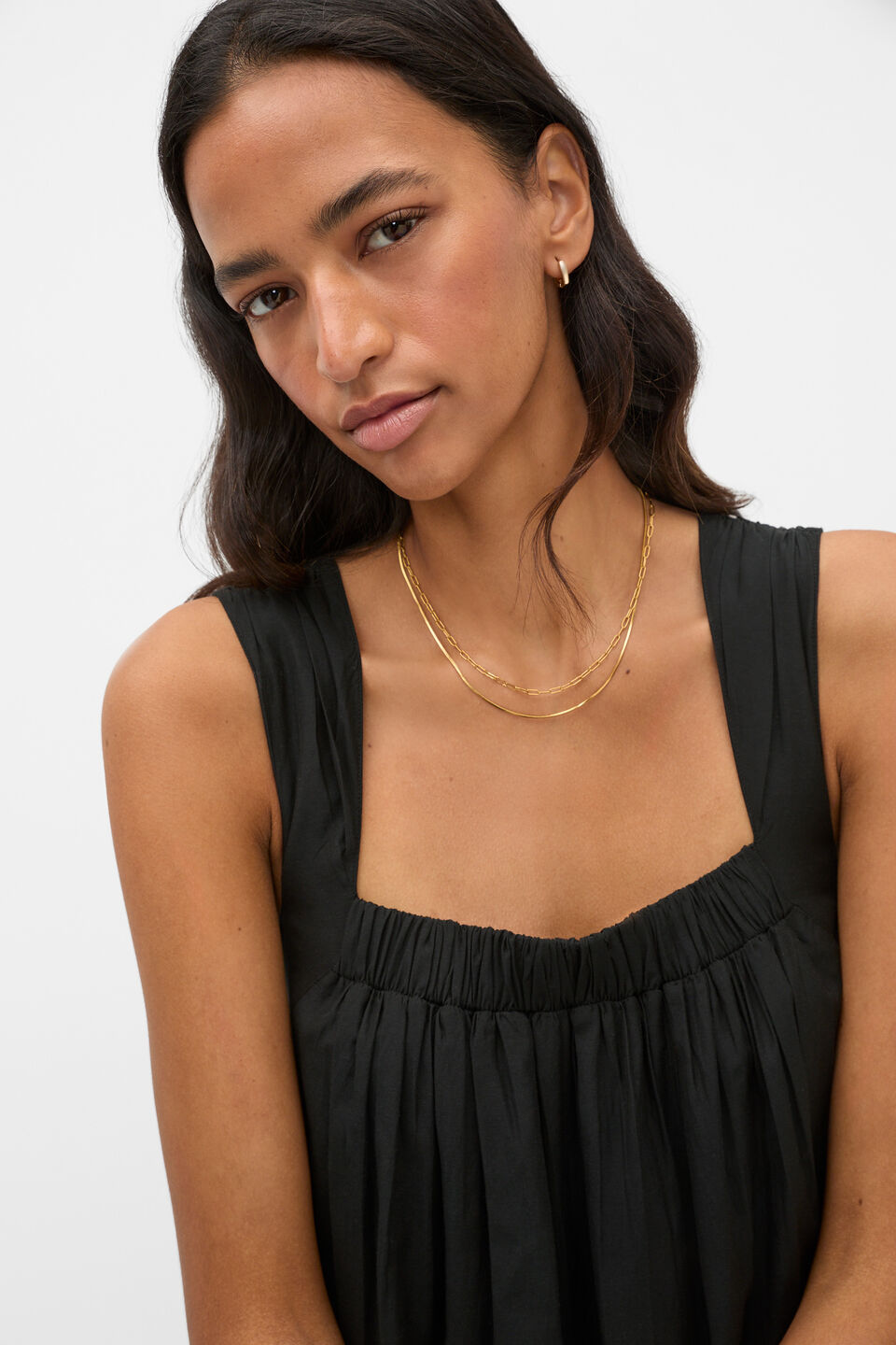 Voile Tiered Maxi Dress  Black