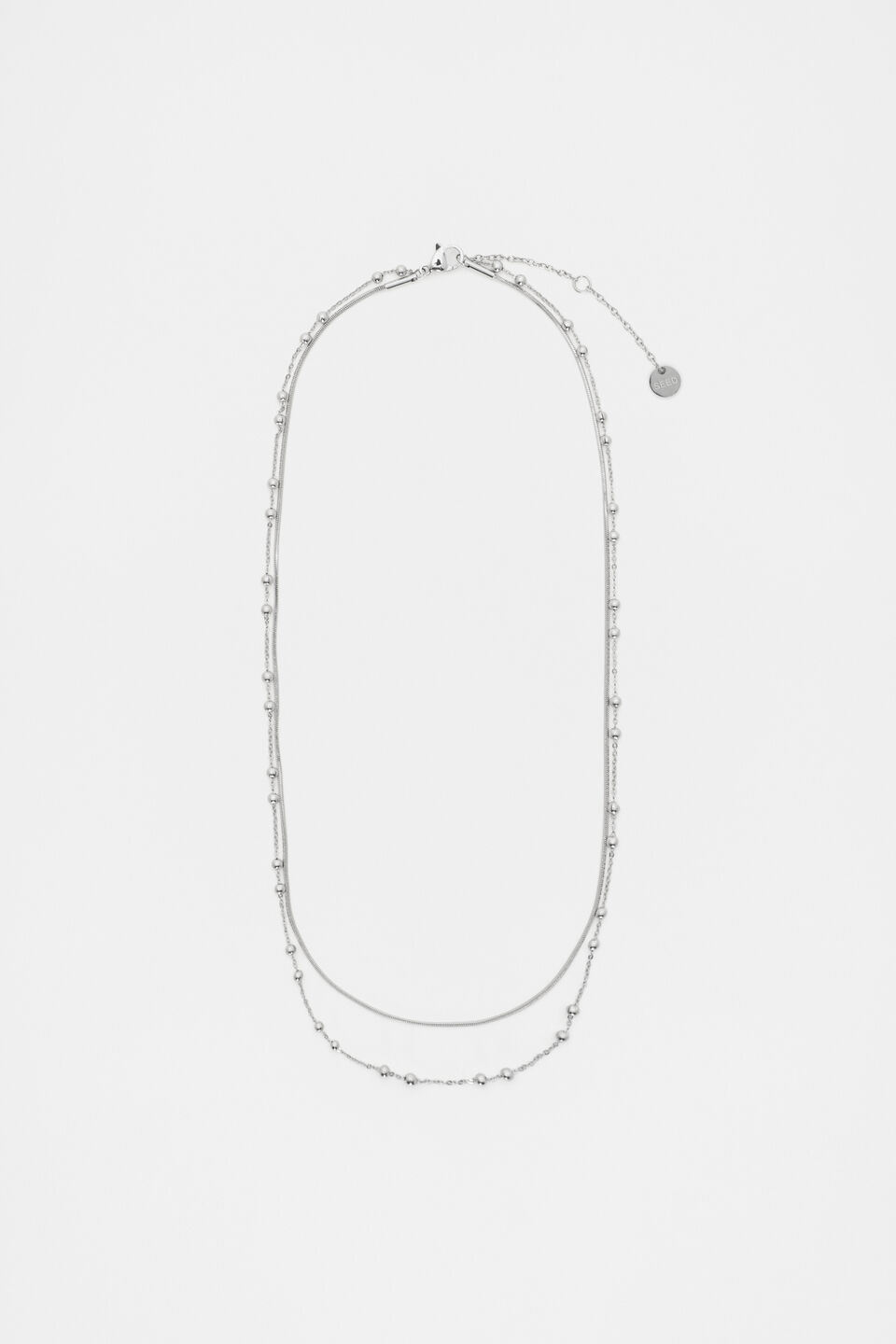 Waterproof Double Chain Necklace  Silver