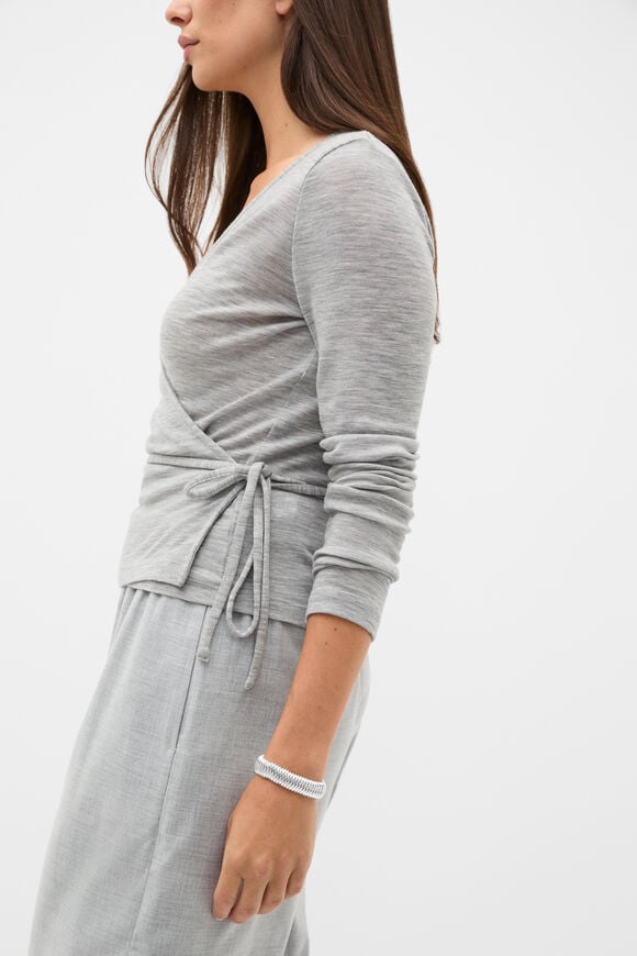 Australian Merino Wrap Top  Slate Marle  hi-res