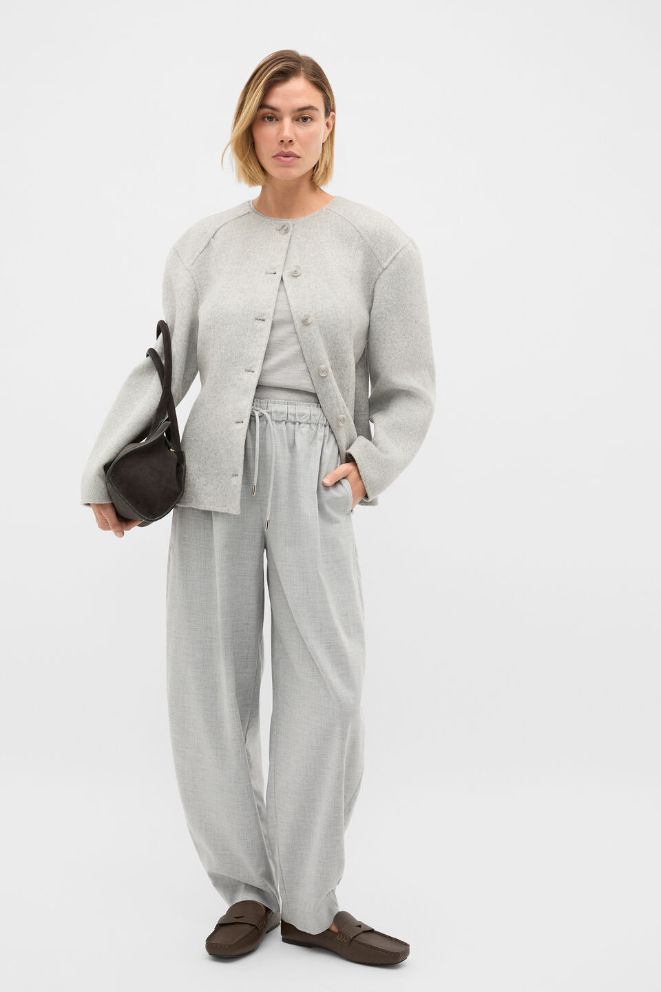 Button Through Jacket  Slate Marle