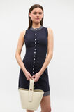 Crepe Knit Contrast Mini Dress  Twilight Blue  hi-res