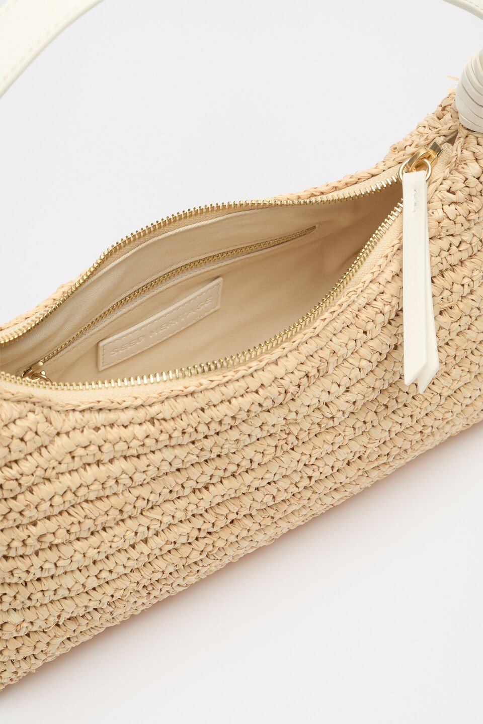 Raffia Shoulder Bag  Cream