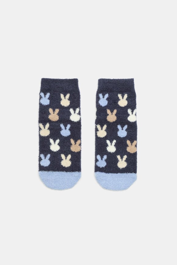 Fluffy Bunny Sock  Navy  hi-res