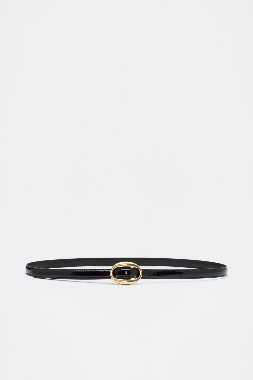 Carmen Oval Buckle Belt  Black Patent