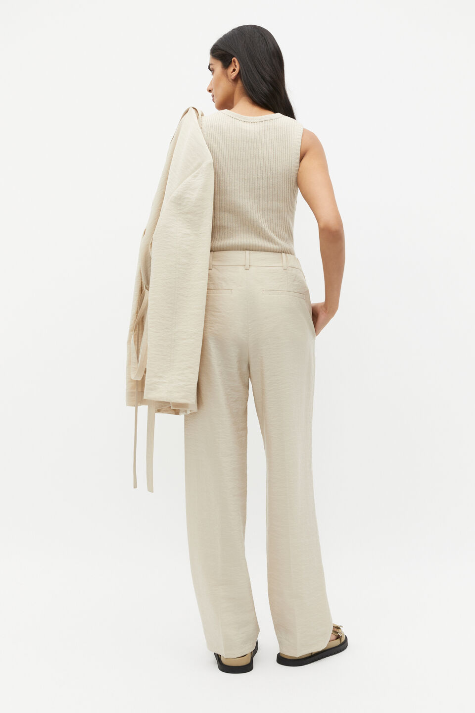 Pleat Front Trouser  Cool Sand