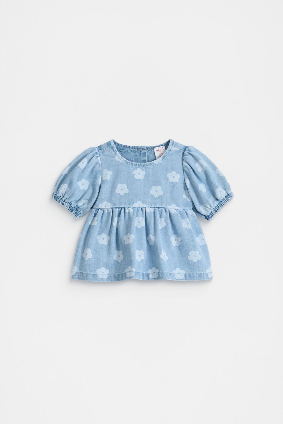 Floral Denim Top  Light Wash