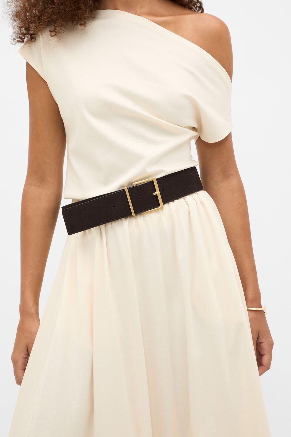 Olivia Wide Belt  Chocolate Suede
