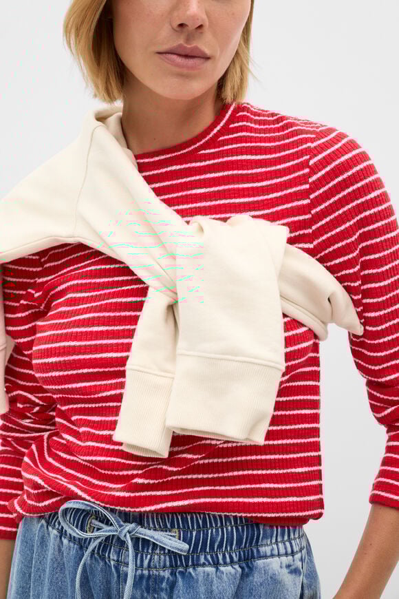 Self Stripe Textured Top  Poppy Stripe  hi-res