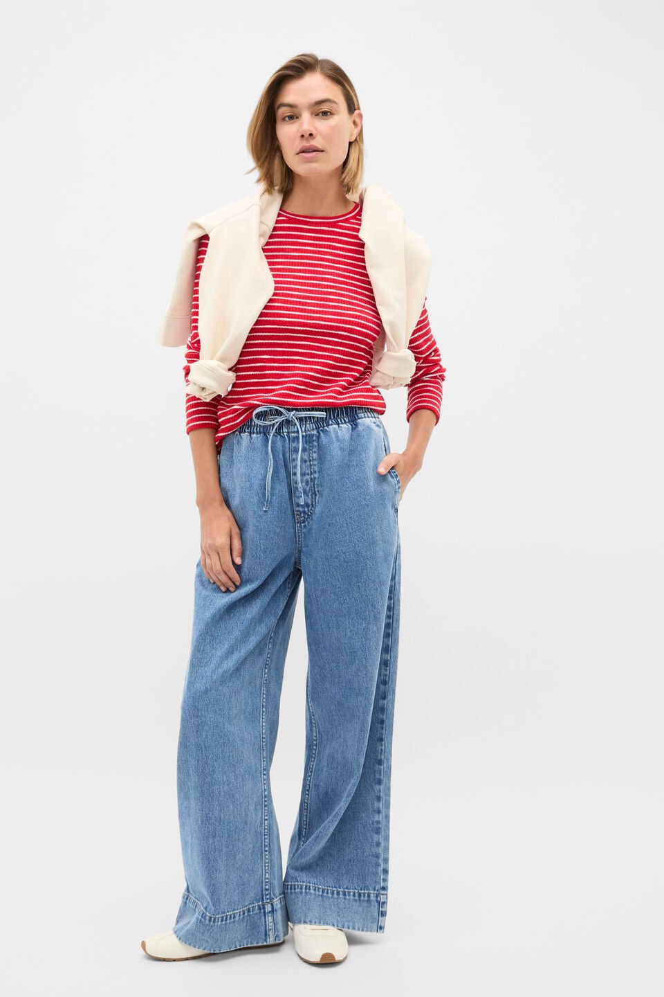 Self Stripe Textured Top  Poppy Stripe