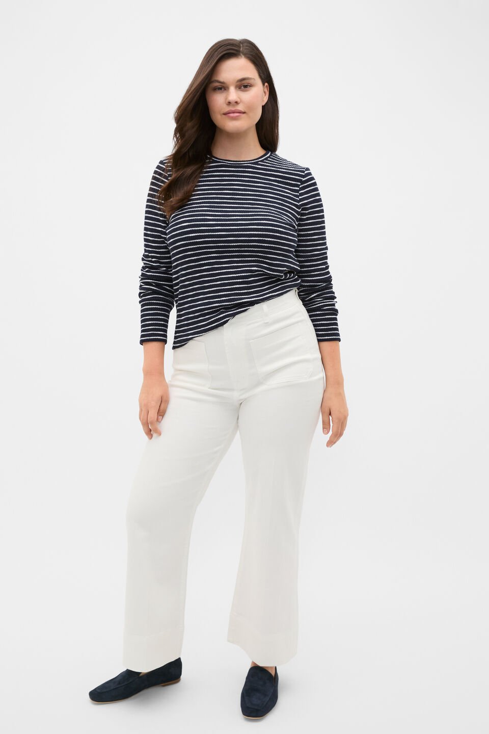 Self Stripe Textured Top  Twilight Blue Stripe