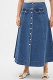 Denim Button Through Swing Skirt  Heritage Wash  hi-res