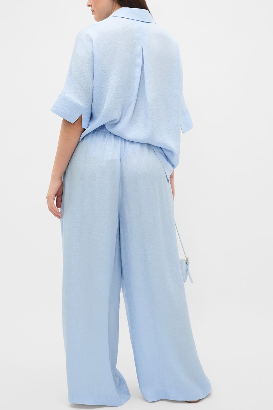 Textured Satin Gathered Pant  Arctic Blue