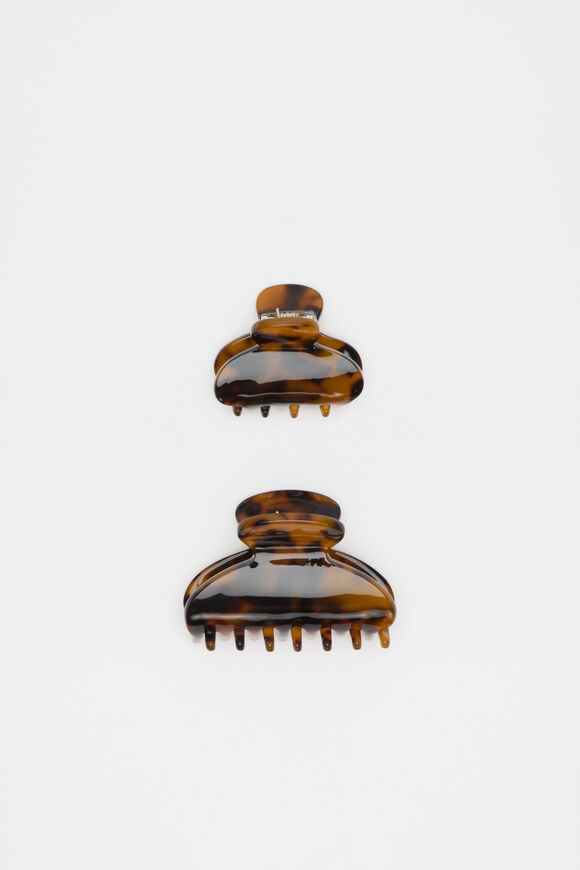 Mini Hair Claw Set  Dark Tort  hi-res