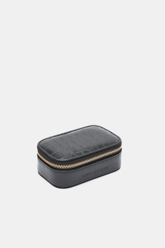 Mini Jewellery Case  Black Croc  hi-res