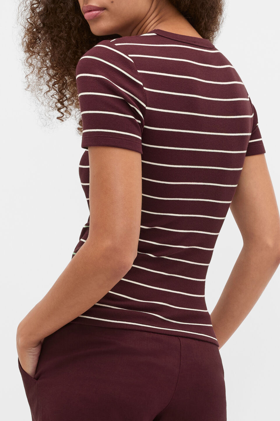 Heritage Rib Tee  Plum Red Stripe