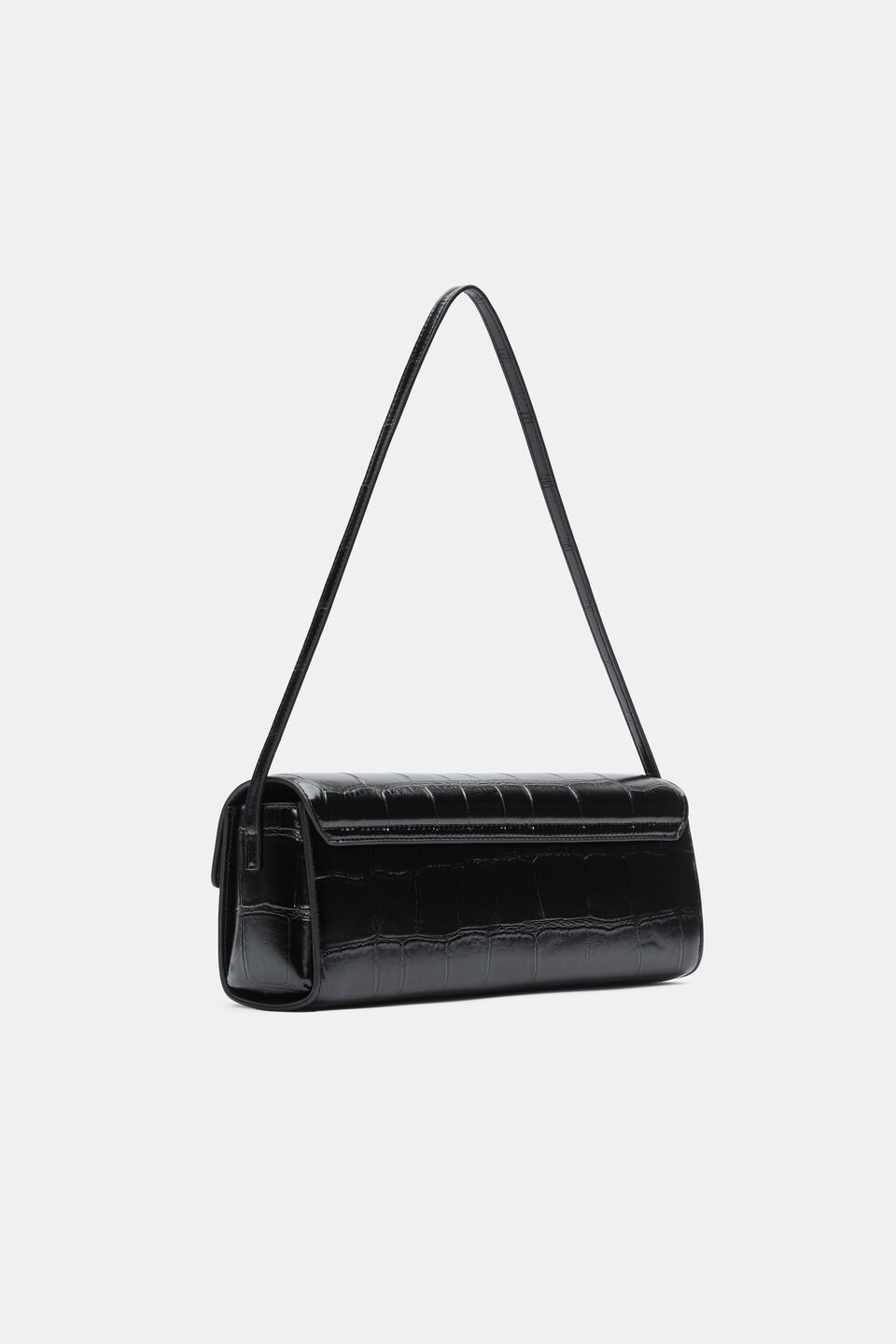 Croc Shoulder Bag  Black Croc