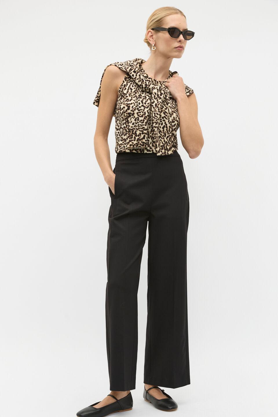 Elasticated Wide Leg Pant  Black