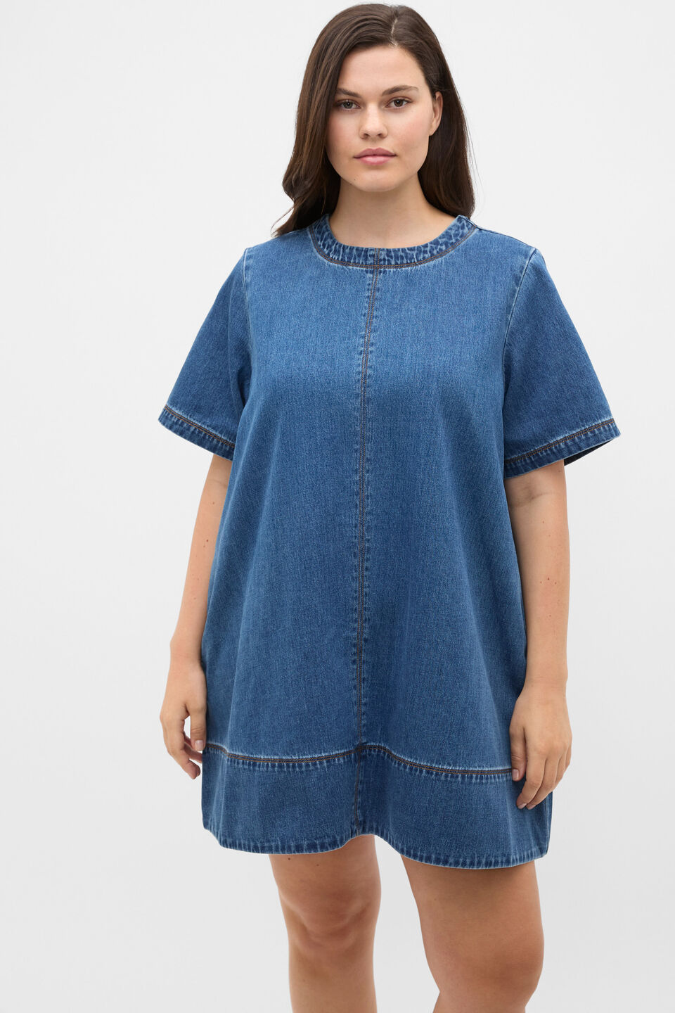 Denim Swing Mini Dress  Heritage Wash
