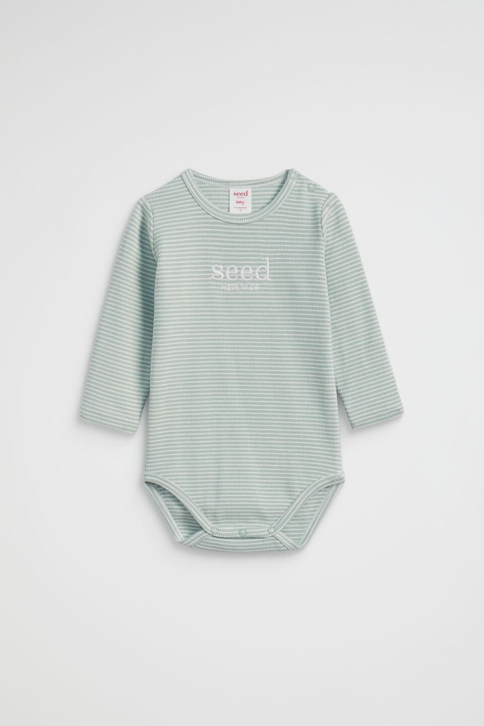 Core Rib Logo Bodysuit  Sage Stripe