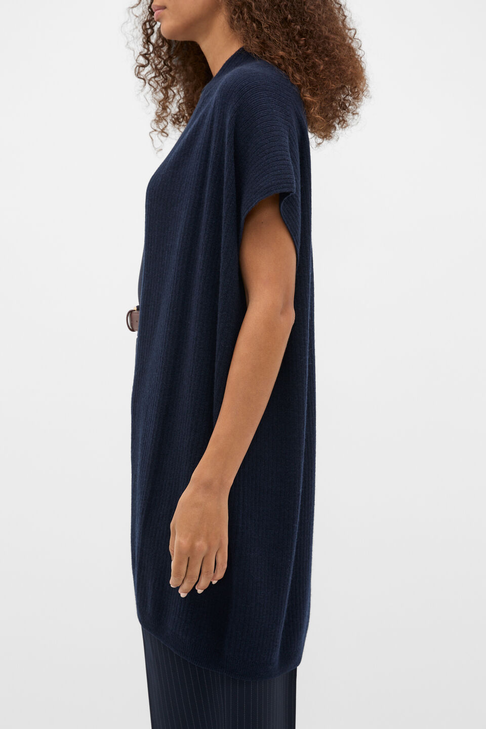 Rib Knit Poncho  Twilight Blue